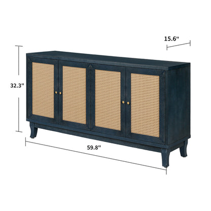 Rattan Sideboard Cabinet – Blue