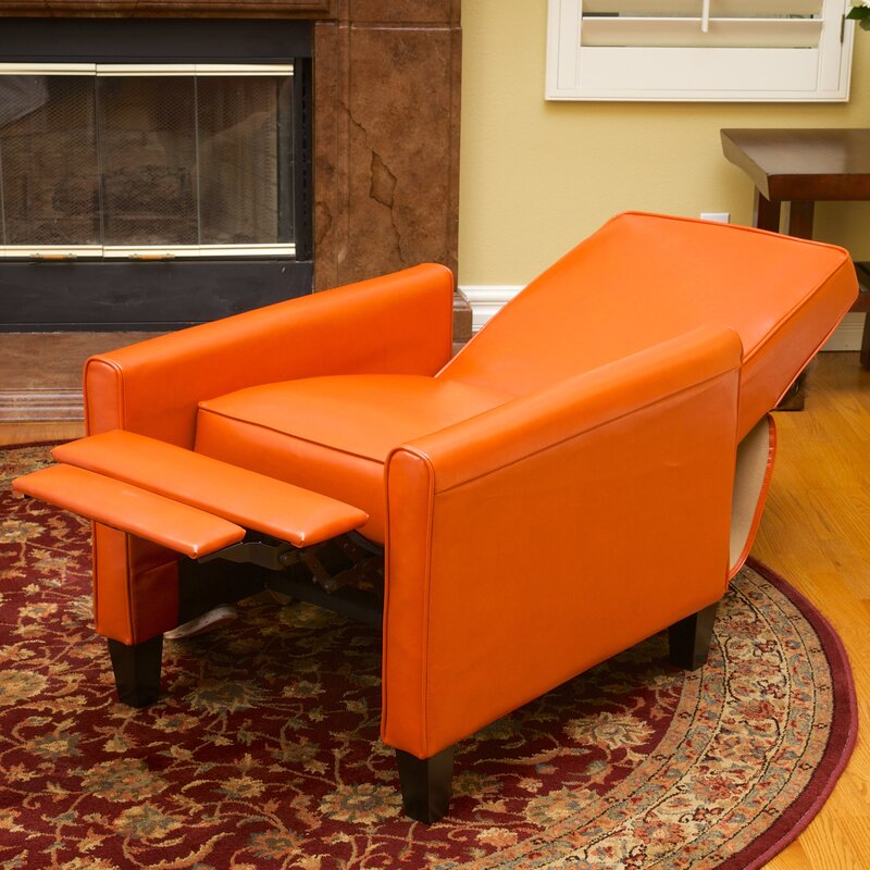 Push-Back Recliner Chair Orange Fabric