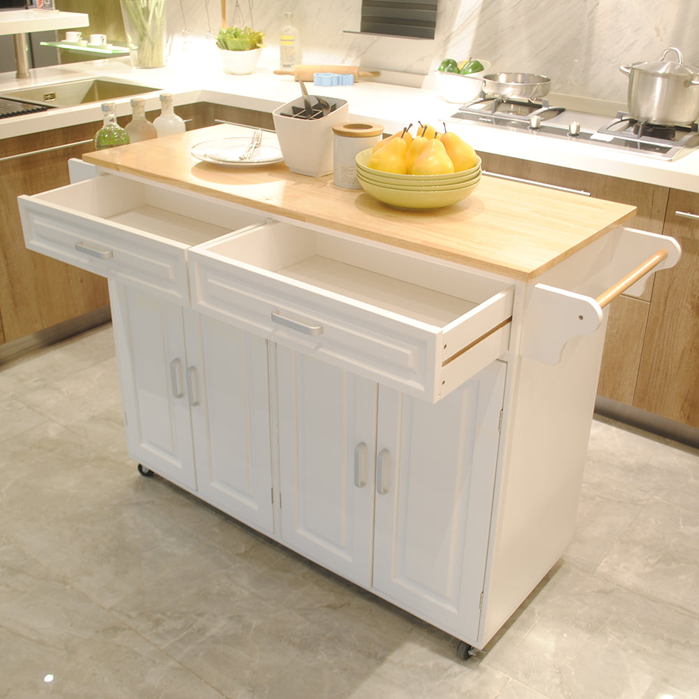 Kitchen Cart with Wood Countertop