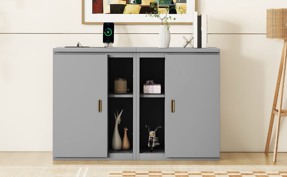 Full Murphy Bed with Shelves Gray