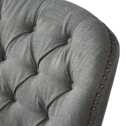 Modern Grey Fabric Club Chair with Ottoman – Upholstered Lounge Set