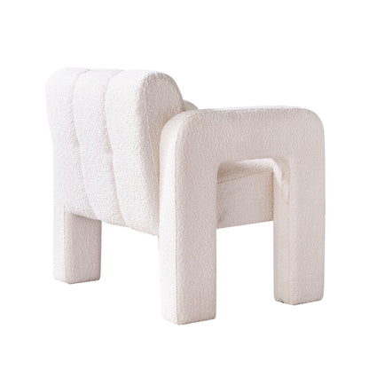 Boucle Accent Chair Beige Upholstery