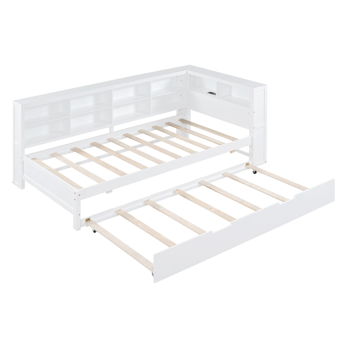 Twin Daybed with Storage Shelf White