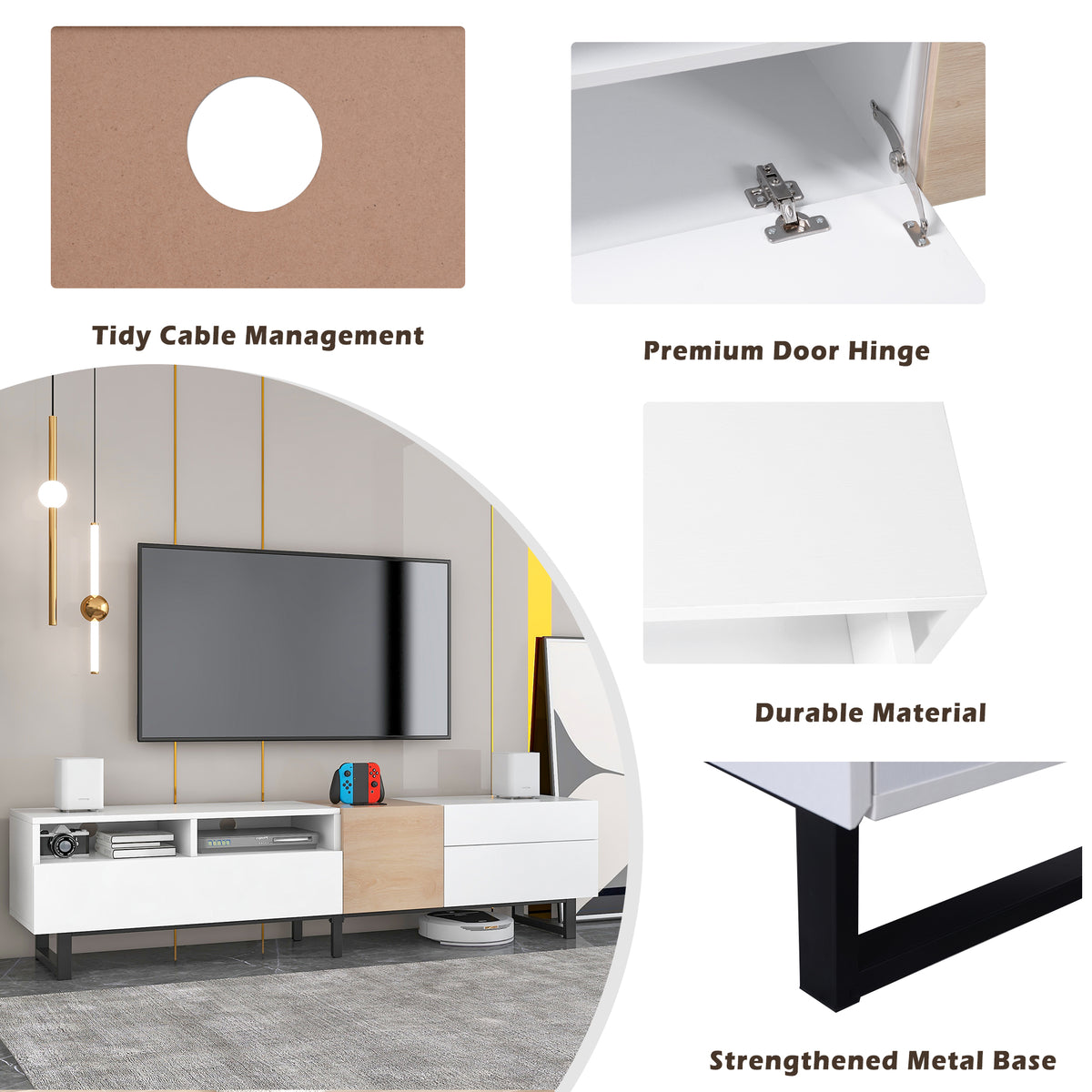 Modern Double Storage TV Stand – 80”
