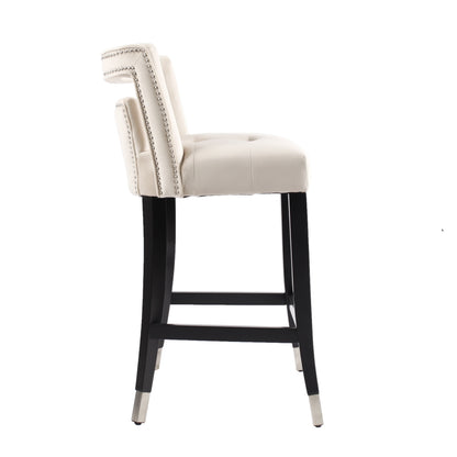 Suede Velvet Barstools Set of 2