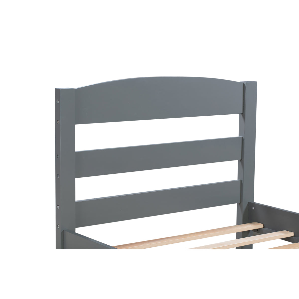 Grey Twin Platform Bed with Storage Drawer