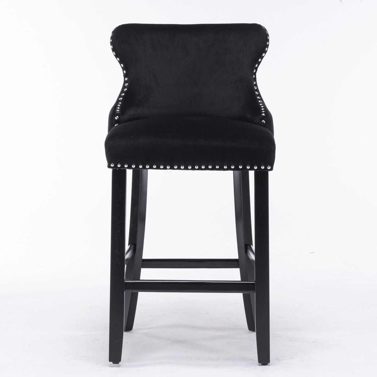 Velvet Bar Stools Set of 2 Black
