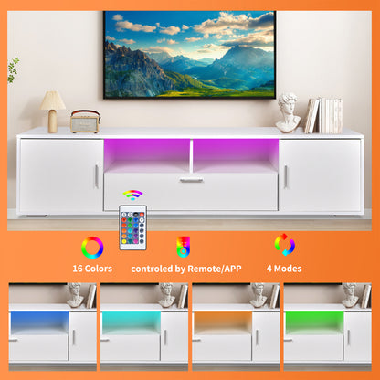 Modern LED TV Stand with Storage White