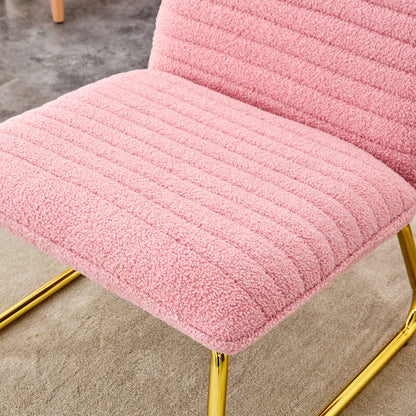Blush Fabric Accent Chair – Gold Legs