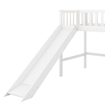 Twin Loft Bed with Ladder and Slide White