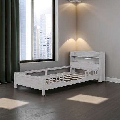 Wood Platform Bed Antique Gray