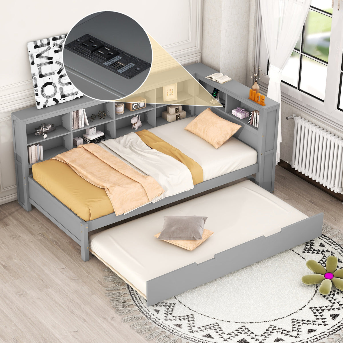 Wooden Twin Daybed Gray