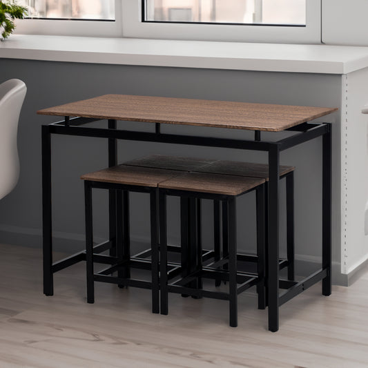 5-Piece Compact Bar Table Set Brown