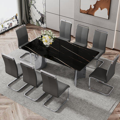 Modern Glass Dining Table Silver Base