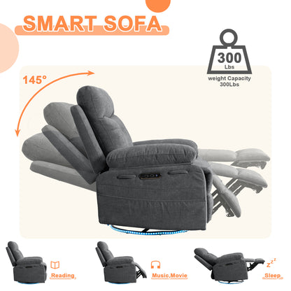 Electric Recliner Chair with LED Lighting Gray