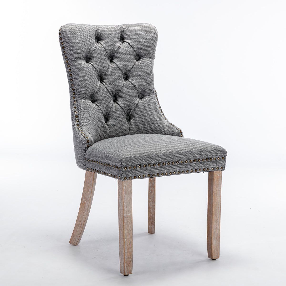 Nikki Tufted Linen Dining Chair Set (2 pcs) – Gray