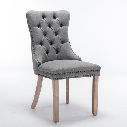 Nikki Tufted Linen Dining Chair Set (2 pcs) – Gray