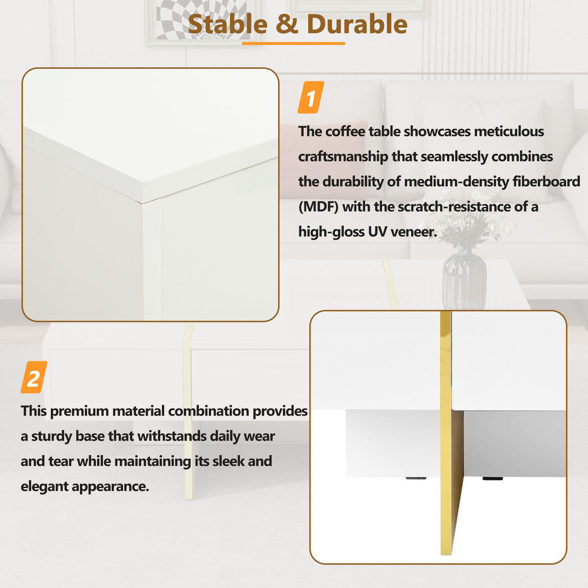 Multifunctional Table with Drawers Gold Finish