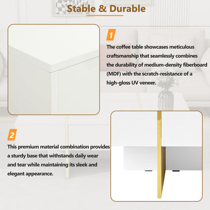 Multifunctional Table with Drawers Gold Finish