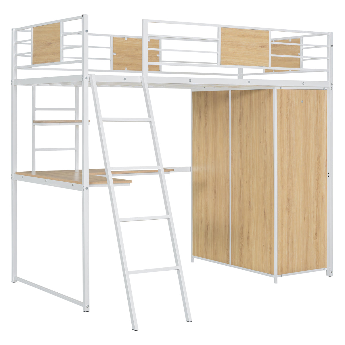 Twin Loft Bed with Desk Gray
