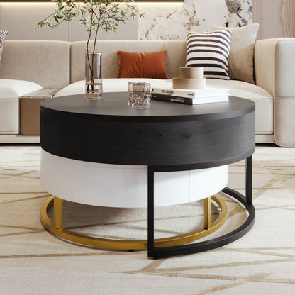 Lift-Top Coffee Tables with Drawers Black