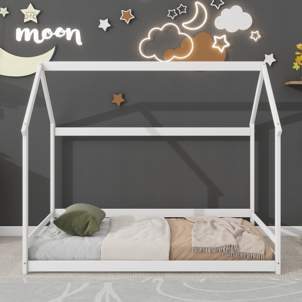 Twin House Bed White