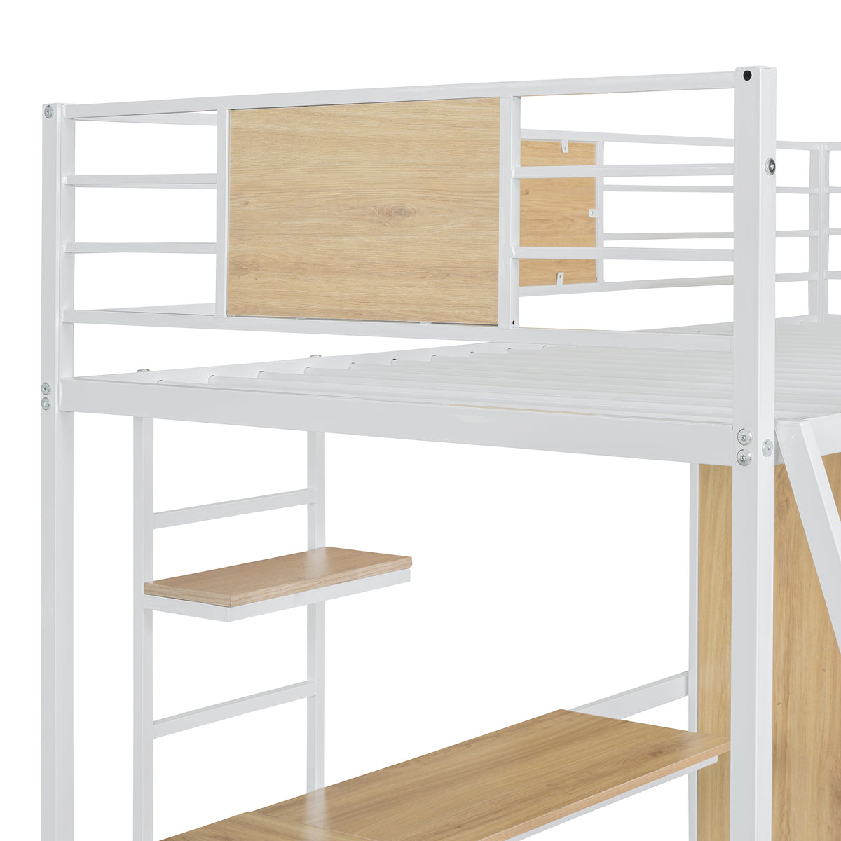 Twin Loft Bed with Desk Gray
