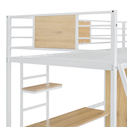 Twin Loft Bed with Desk Gray