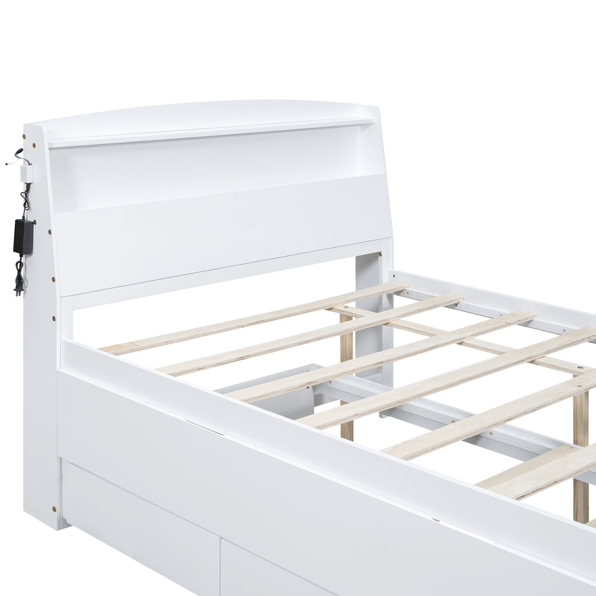 Full Storage Platform Bed White