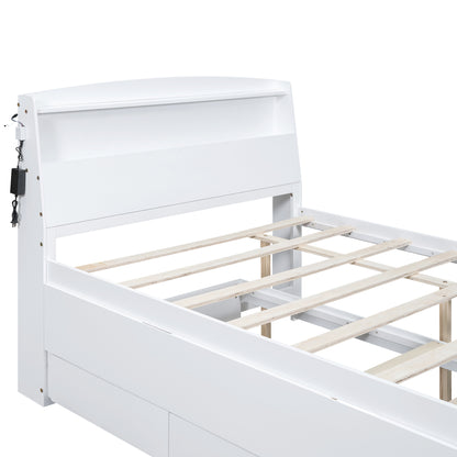 Full Storage Platform Bed White