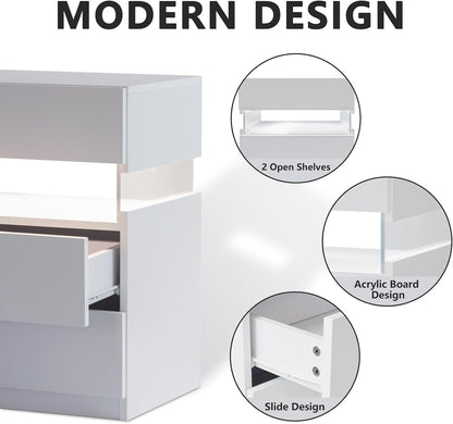 LED Bedside Table White