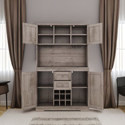 Farmhouse Coffee Bar Cabinet with Wine Storage