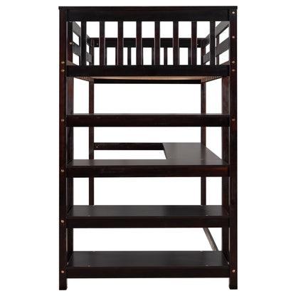 Twin Loft Bed with Storage Espresso Finish
