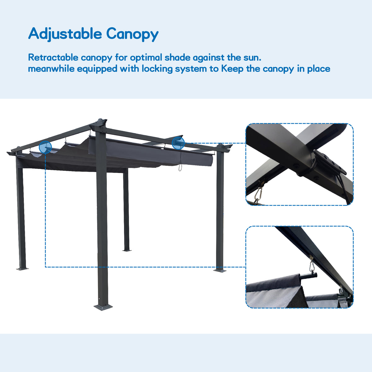 Outdoor Retractable Pergola Gray