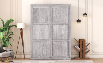 Full Murphy Bed Foldable Design Gray Finish