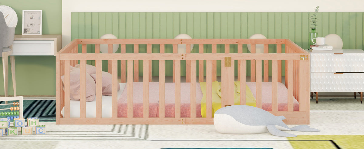 Full Daybed with Frame and Fence Natural