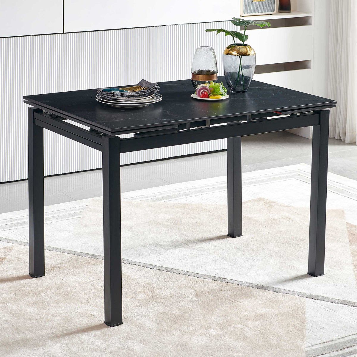 Black Ceramic Expandable Dining Table