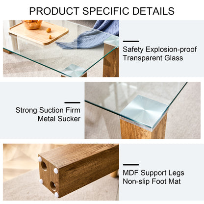 Glass-Top Coffee Table Set of 2 Transparent