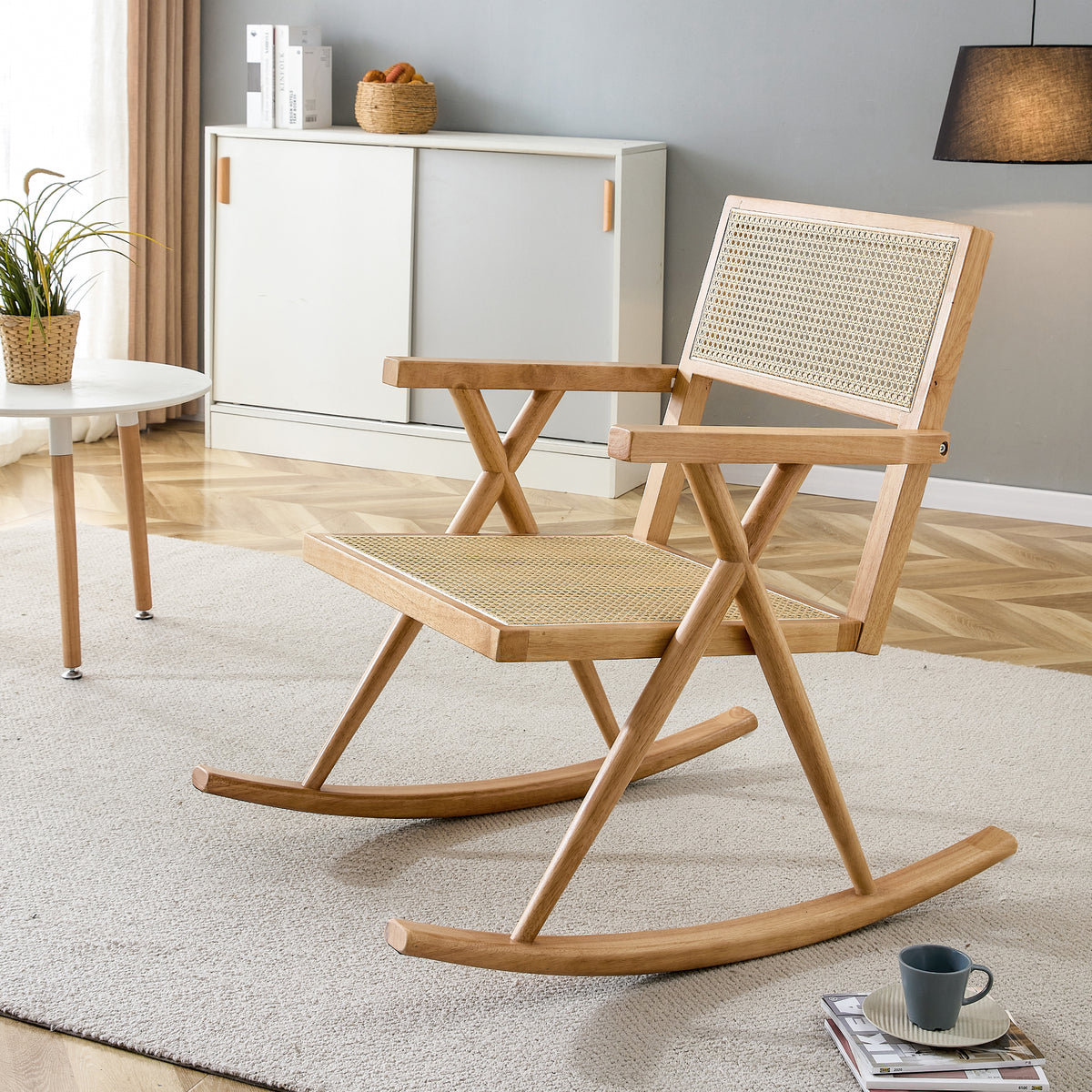 Outdoor Rattan Rocking Chair – Gray Wicker