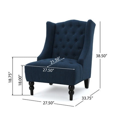 Upholstered Wingback Accent Chair Linen Beige