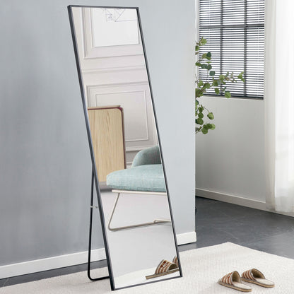 Full-Length Aluminum Mirror 65 x 23 Black Frame