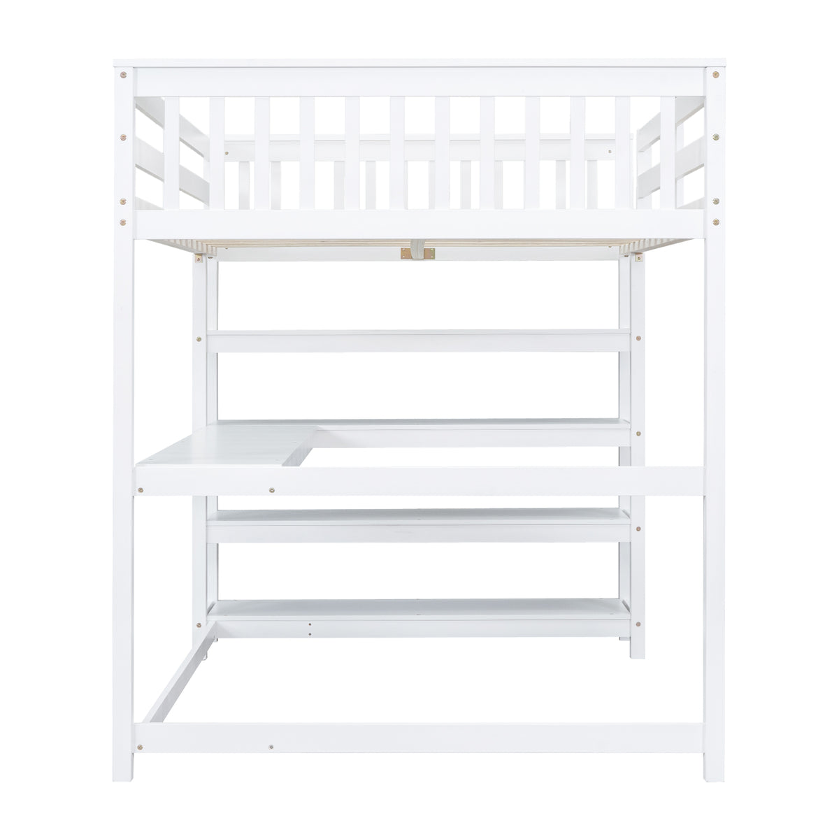 Full Loft Bed with Storage Desk – White