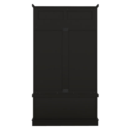 Hall Tree with Drawers and Hooks Black