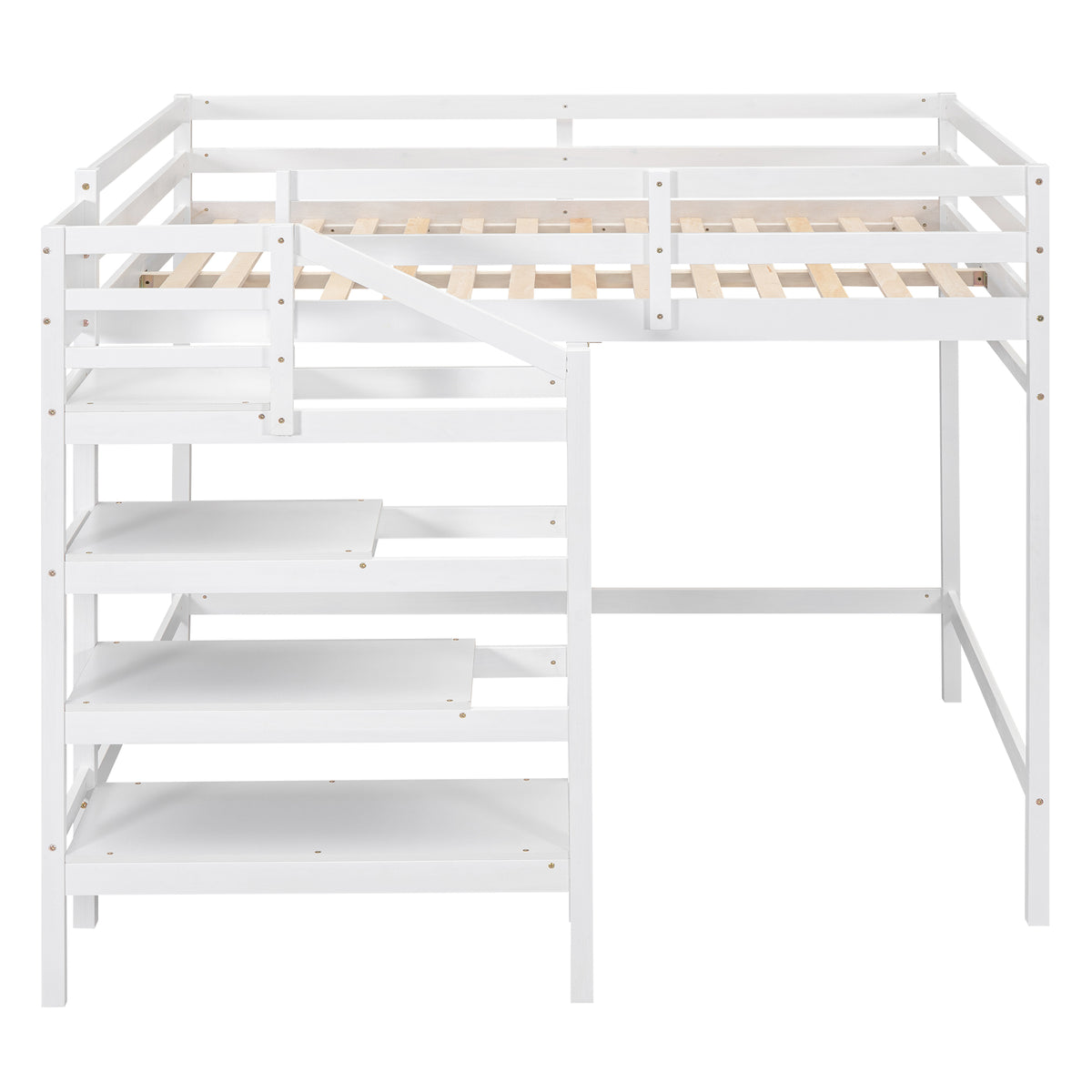 Full Loft Bed with Storage – White Finish