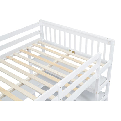 Full Loft Bed with Storage Desk – White