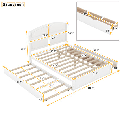 Wood Queen Platform Bed White