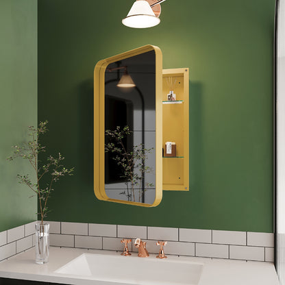 Matte Gold Metal Medicine Cabinet
