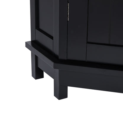 Black Corner Bathroom Storage Cabinet Adjustable Shelves