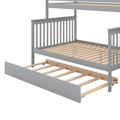 Twin Over Full Bunk Bed with Trundle Gray