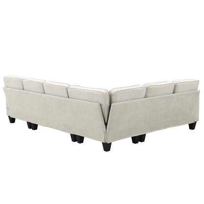 Modern Fabric Sectional Sofa – 7-Seater